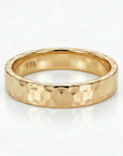 Hammered 14k gold wedding band ring in 3mm width, textured solid gold band in rose white or yellow gold, minimalist unisex wedding ring on neutral background