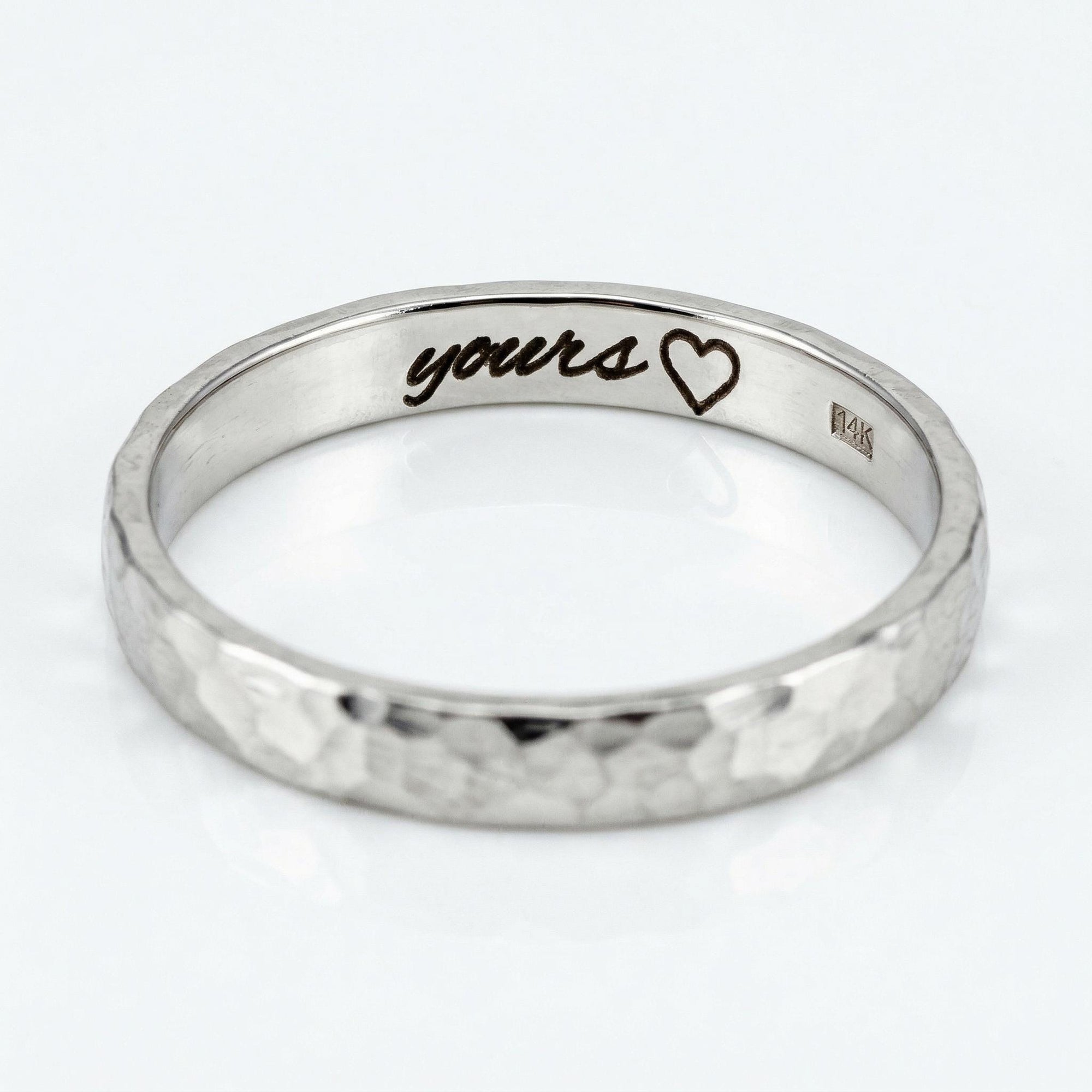 14k Gold Hammered Wedding Band 3mm - Rose Gold, Yellow Gold or White Gold - Melt'm Jewelry