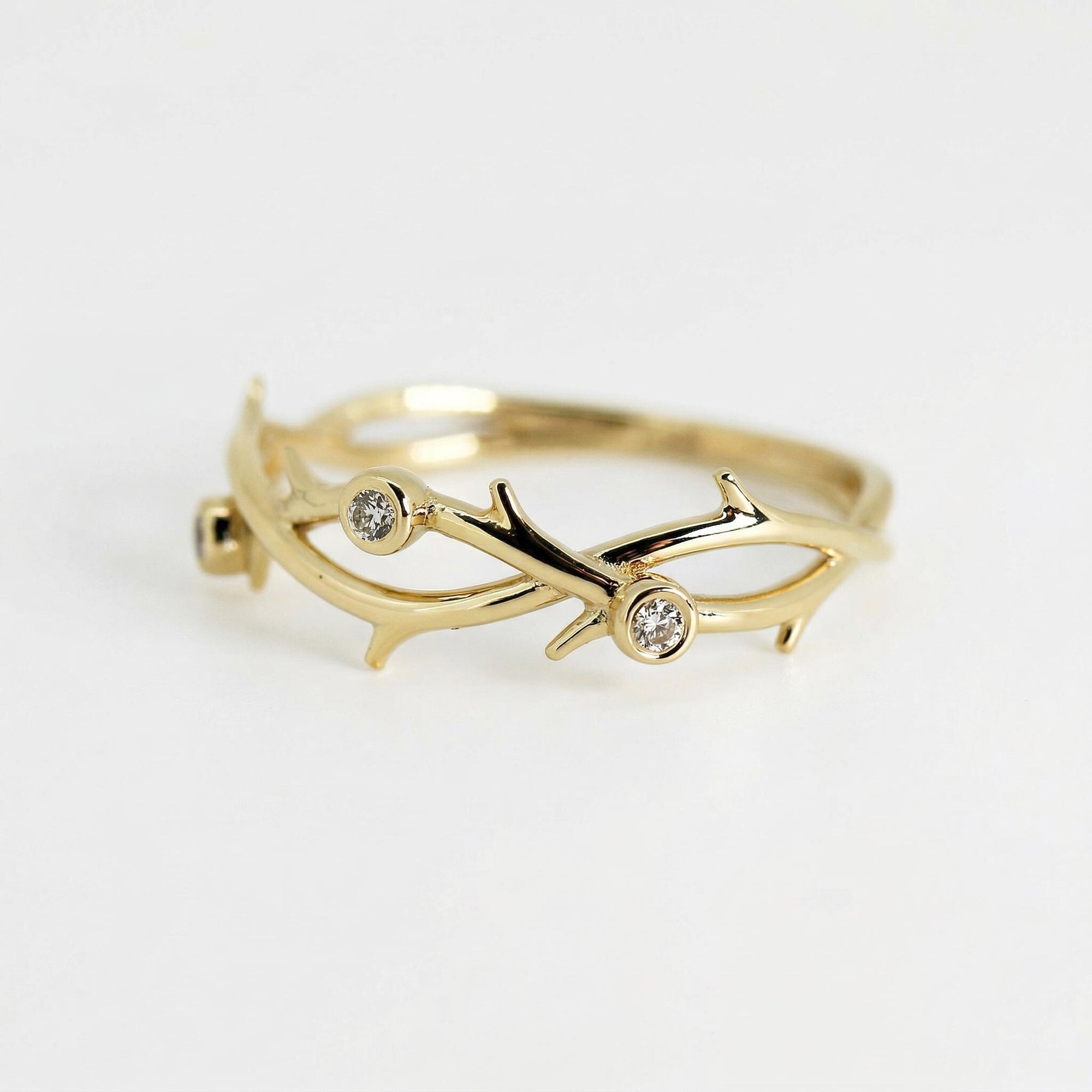 Diamond Twig Wedding Ring 14k Solid