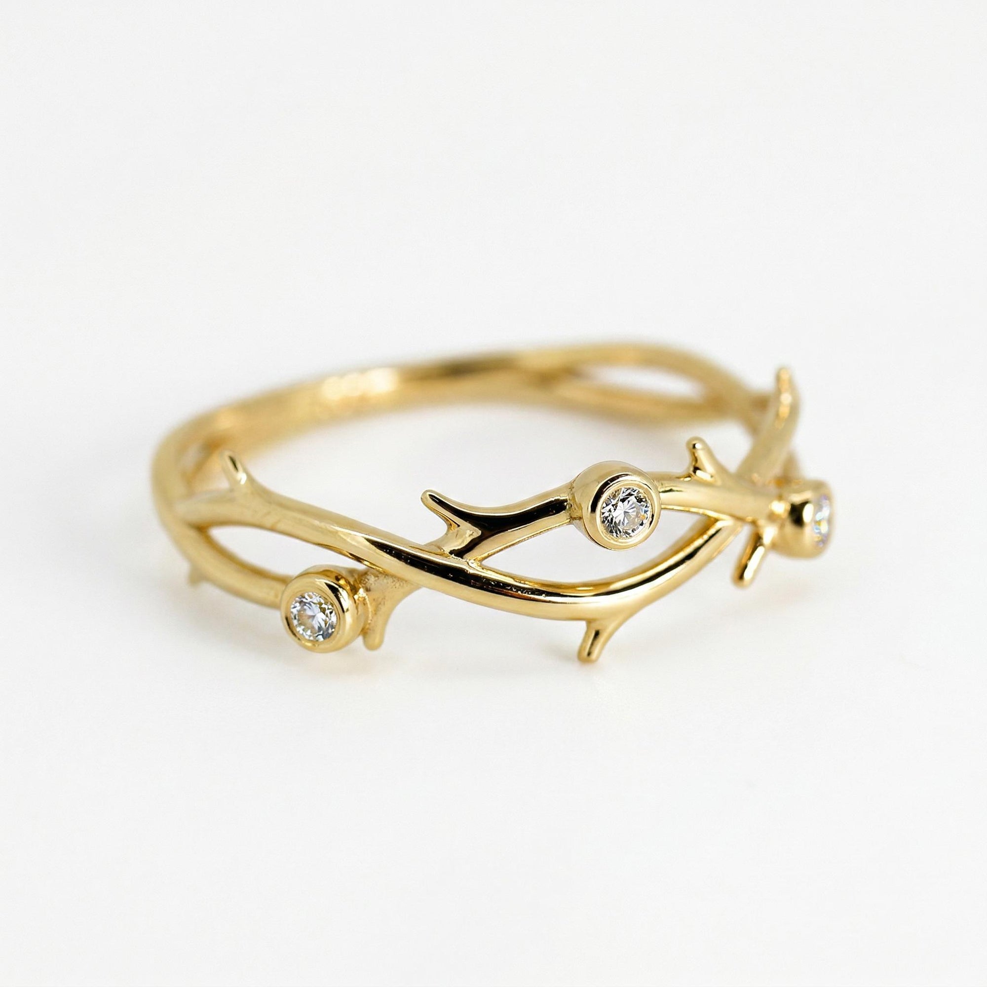 Diamond Twig Wedding Ring 14k Solid