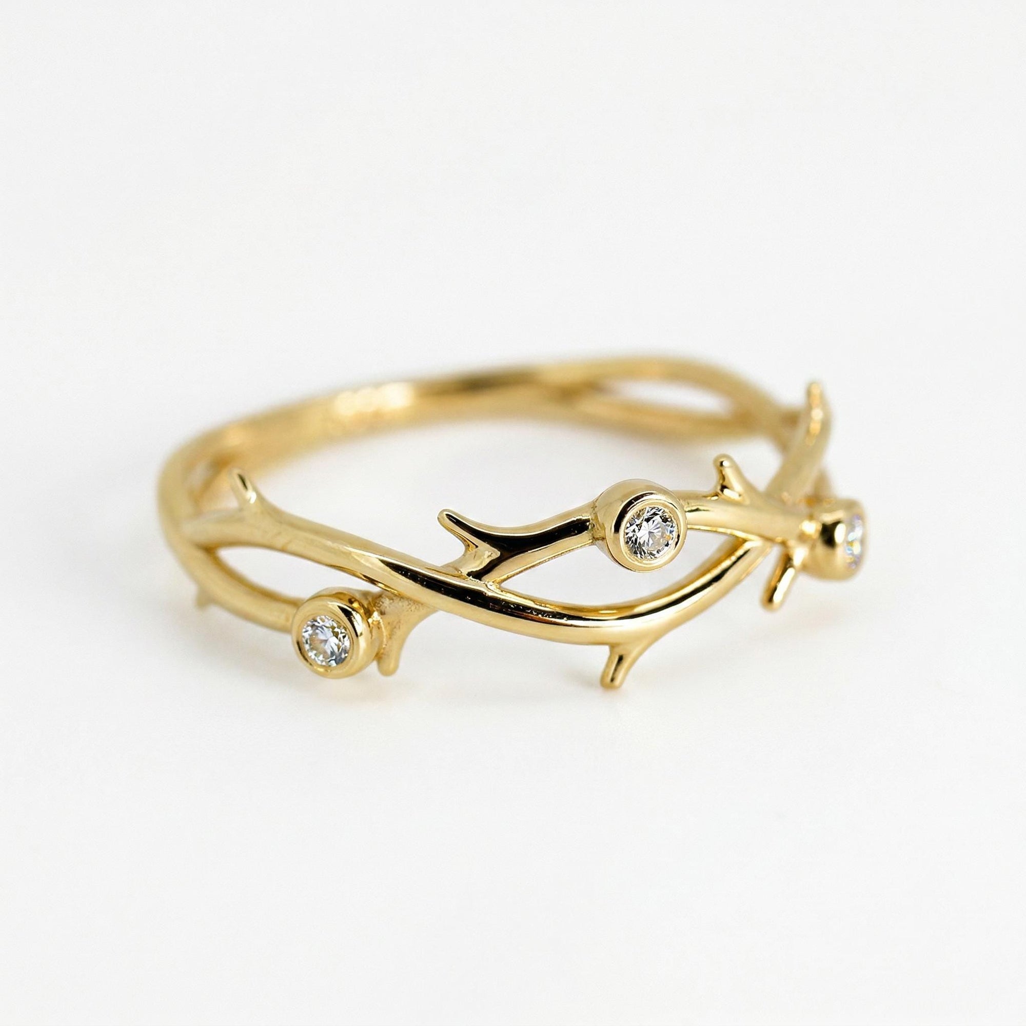 Diamond Twig Wedding Ring 14k Solid - Melt'm Jewelry