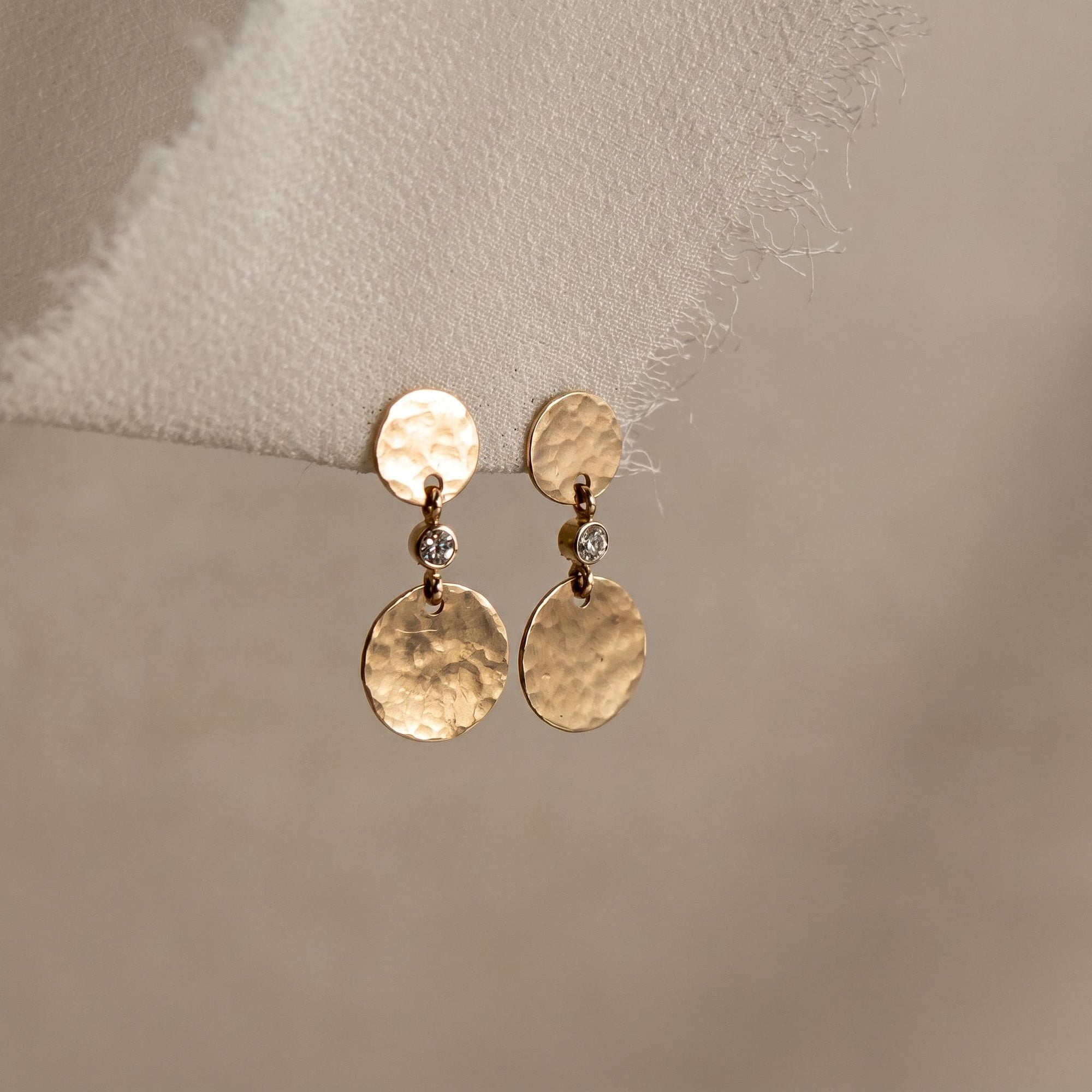 Double Disc Diamond Earrings Dangle