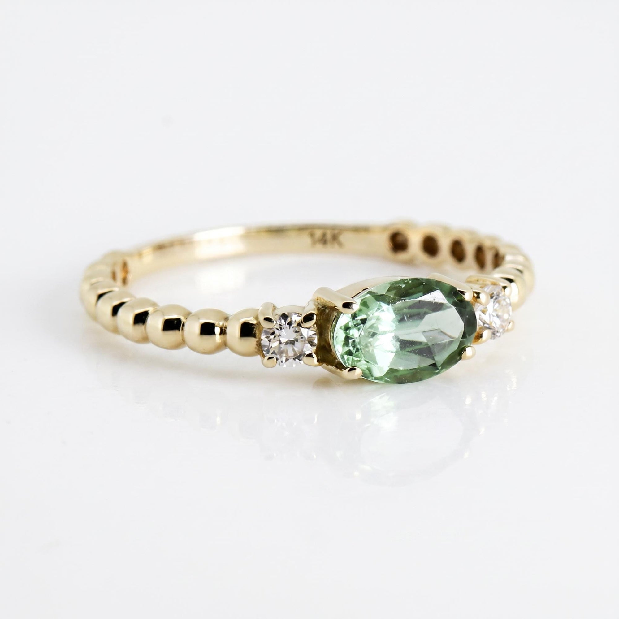 Diamond & Oval Tourmaline Engagement Ring - Melt'm Jewelry