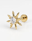 Sun Earrings 14k Solid Gold, Internally Threaded Flat Back Earrings - Melt'm Jewelry