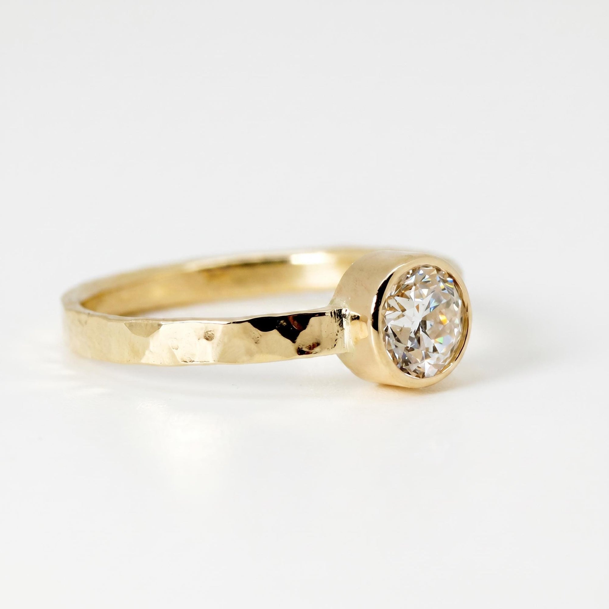 Bezel Natural Diamond Ring in 14k Gold