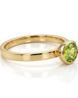 East West Peridot Ring 14k Solid Gold, Oval Bezel Peridot Ring