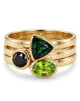 East West Peridot Ring 14k Solid Gold, Oval Bezel Peridot Ring