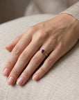 Round Lab Alexandrite Ring 14k Gold Bezel Set, 5mm Alexandrite Ring