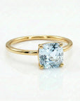 Cushion Cut Aquamarine Ring 14k Gold, Floral Basket Setting Ring - Melt'm Jewelry