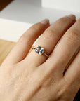 6mm aquamarine cushion ring on hand light blue gemstone gold band