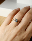 Cushion Cut Aquamarine Ring 14k Gold, Floral Basket Setting Ring - Melt'm Jewelry