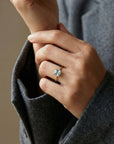 Cushion Cut Aquamarine Ring 14k Gold, Floral Basket Setting Ring