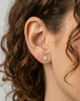 14k Solid Gold Stud Earrings - 4mm Hammered Disc Studs
