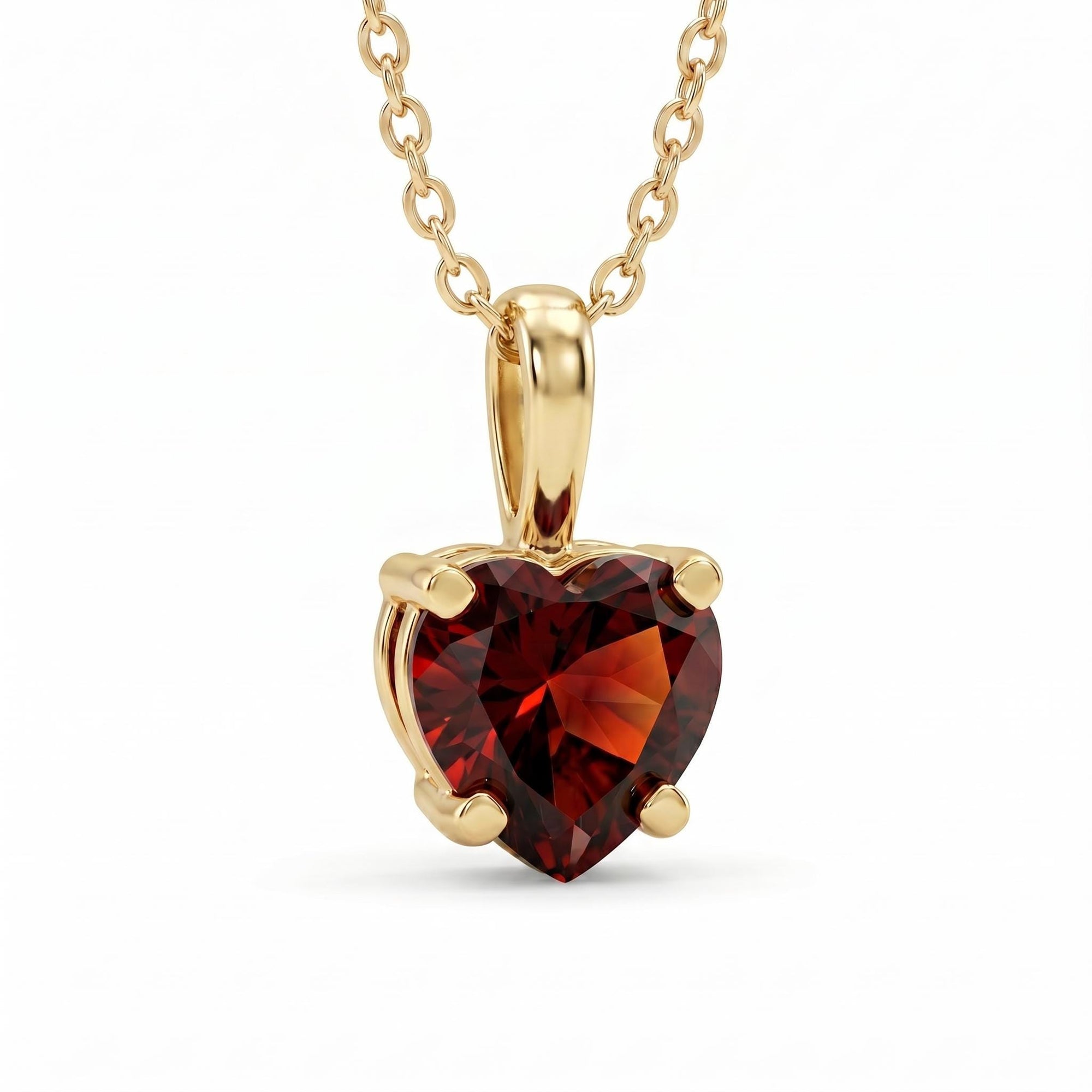Minimalist Heart Garnet Necklace 14k Solid Gold - Melt'm Jewelry