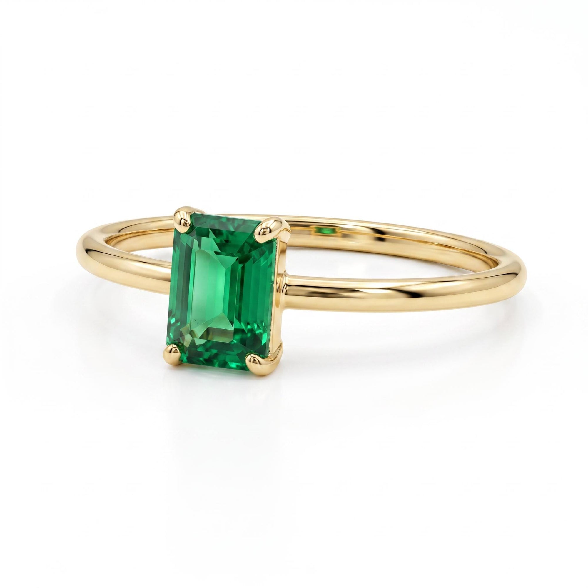 Emerald Engagement Ring 14k Gold - Melt'm Jewelry