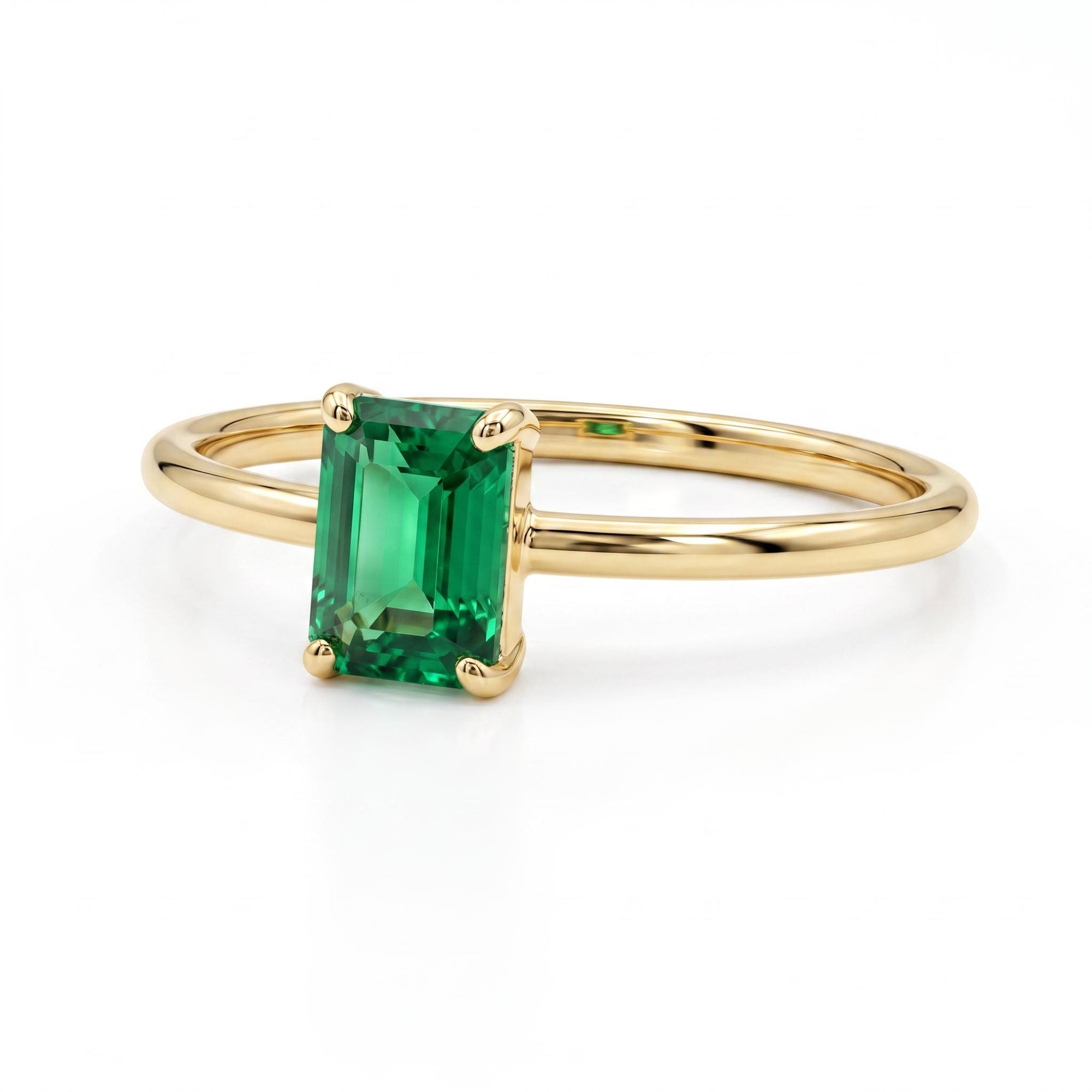 Emerald Engagement Ring 14k Gold - Melt'm Jewelry
