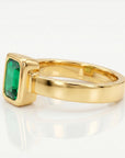 Bezel Set Emerald Ring 14k Solid Gold - Melt'm Jewelry