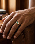 Bezel Set Emerald Ring 14k Solid Gold - Melt'm Jewelry