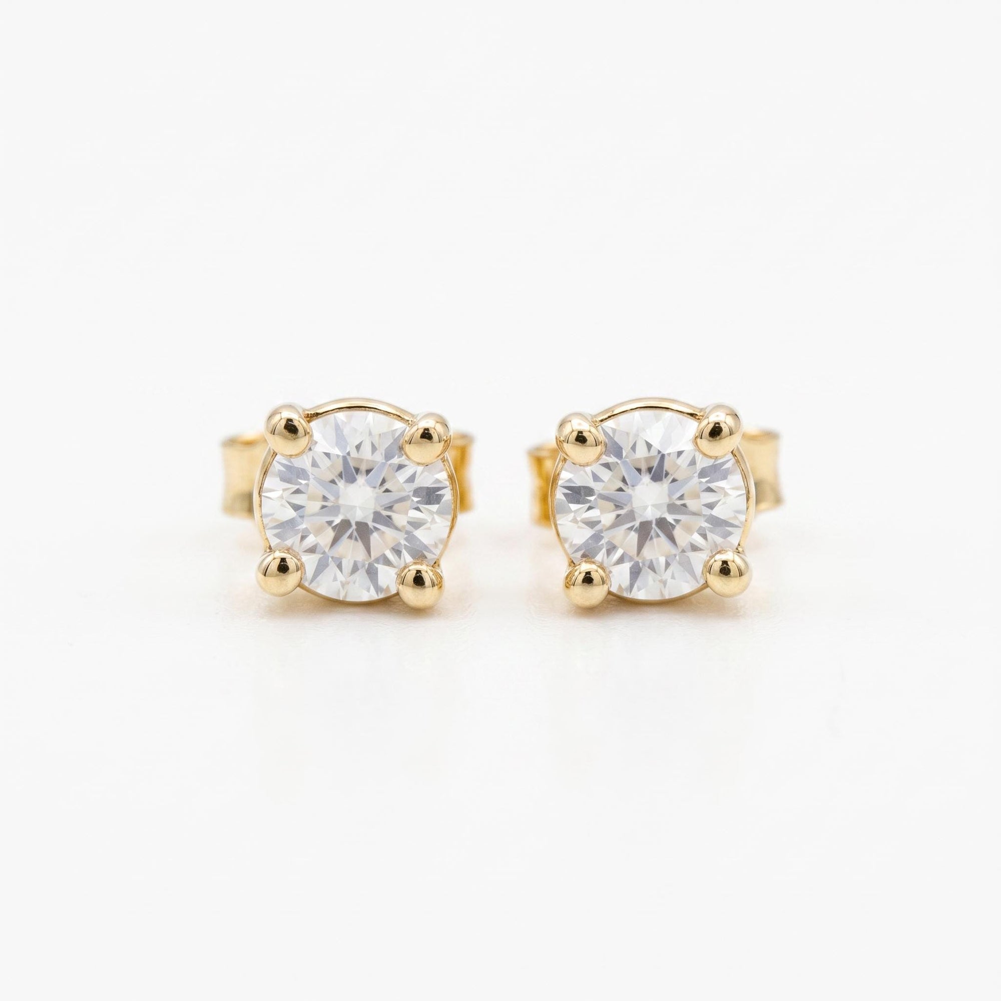 14k Gold White Sapphire Earrings, Minimalist Earrings, White Sapphire Bridal Earrings - Melt'm Jewelry