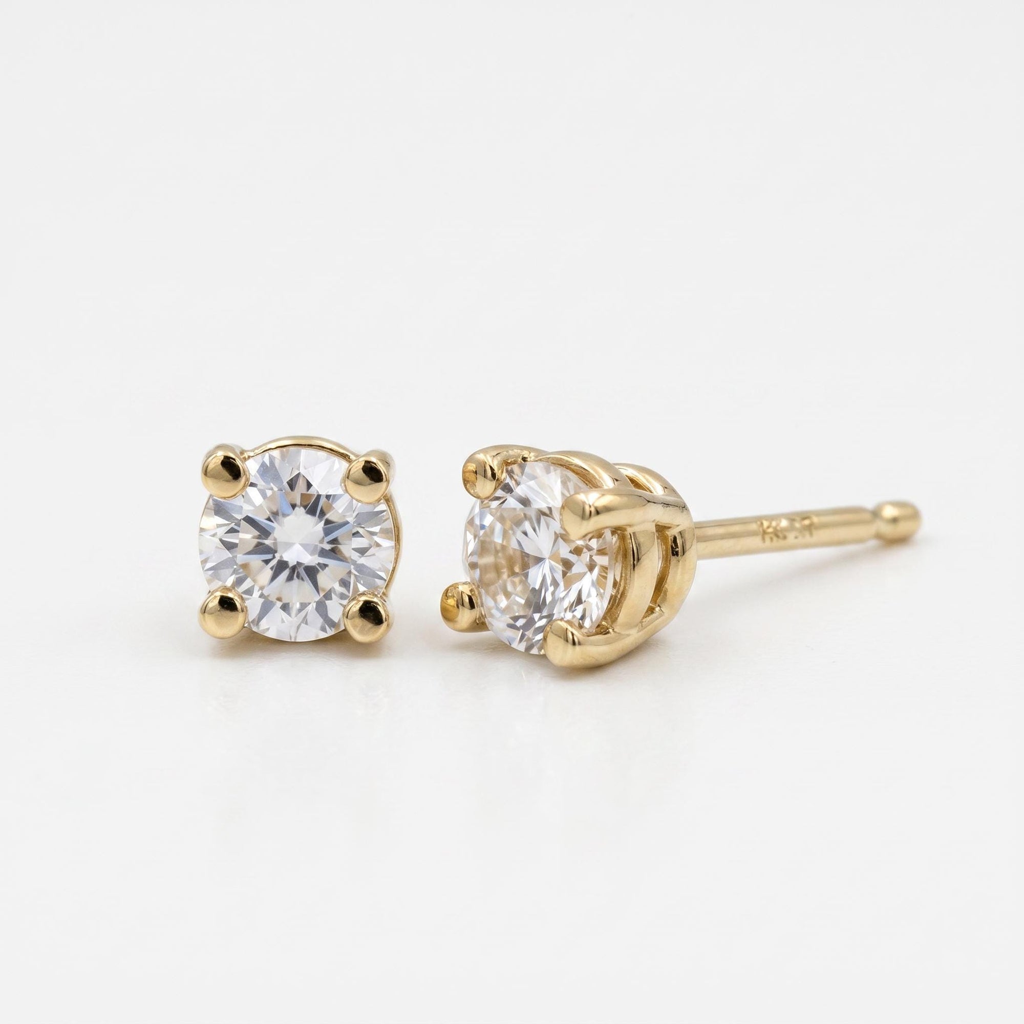 14k Gold White Sapphire Earrings, Minimalist Earrings, White Sapphire Bridal Earrings