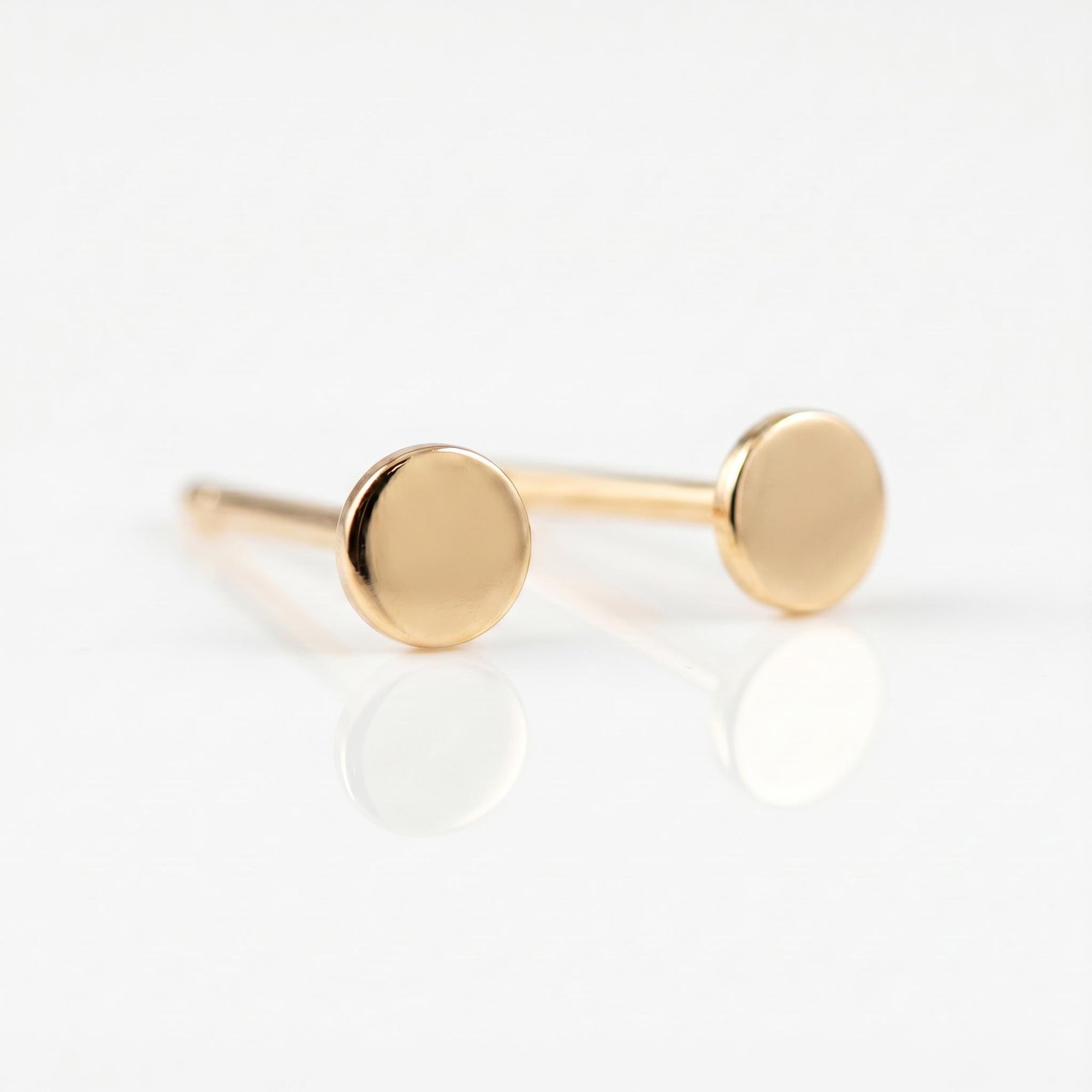 14k Solid Gold Dot Stud Earrings - Melt'm Jewelry
