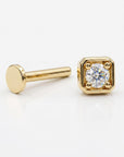 Cz Square Flat Back Earrings 14k Solid Gold, Internally Threaded Earrings (SINGLE or PAIR) - Melt'm Jewelry