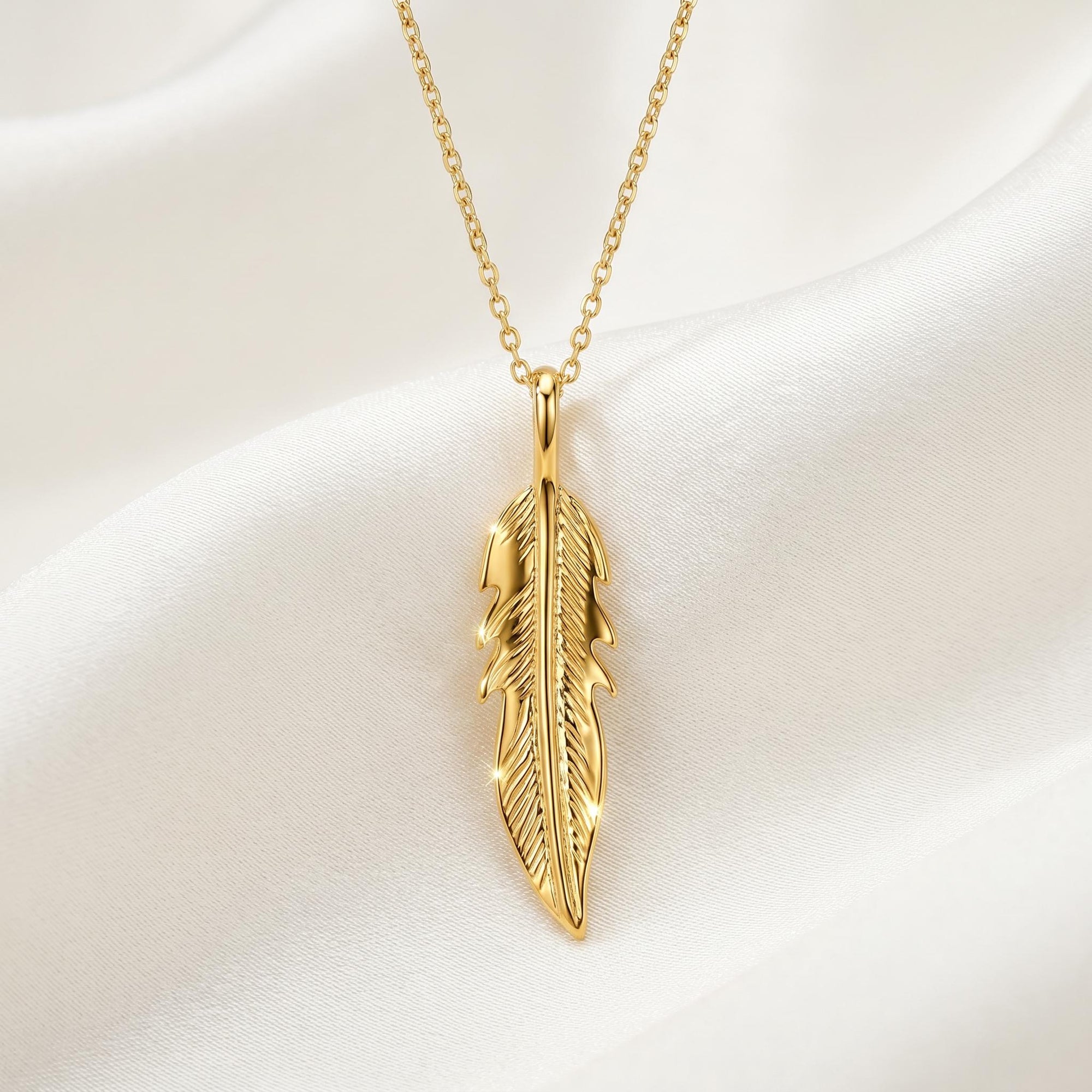 14k Gold Feather Pendant, Meaningful Jewelry - Melt'm Jewelry