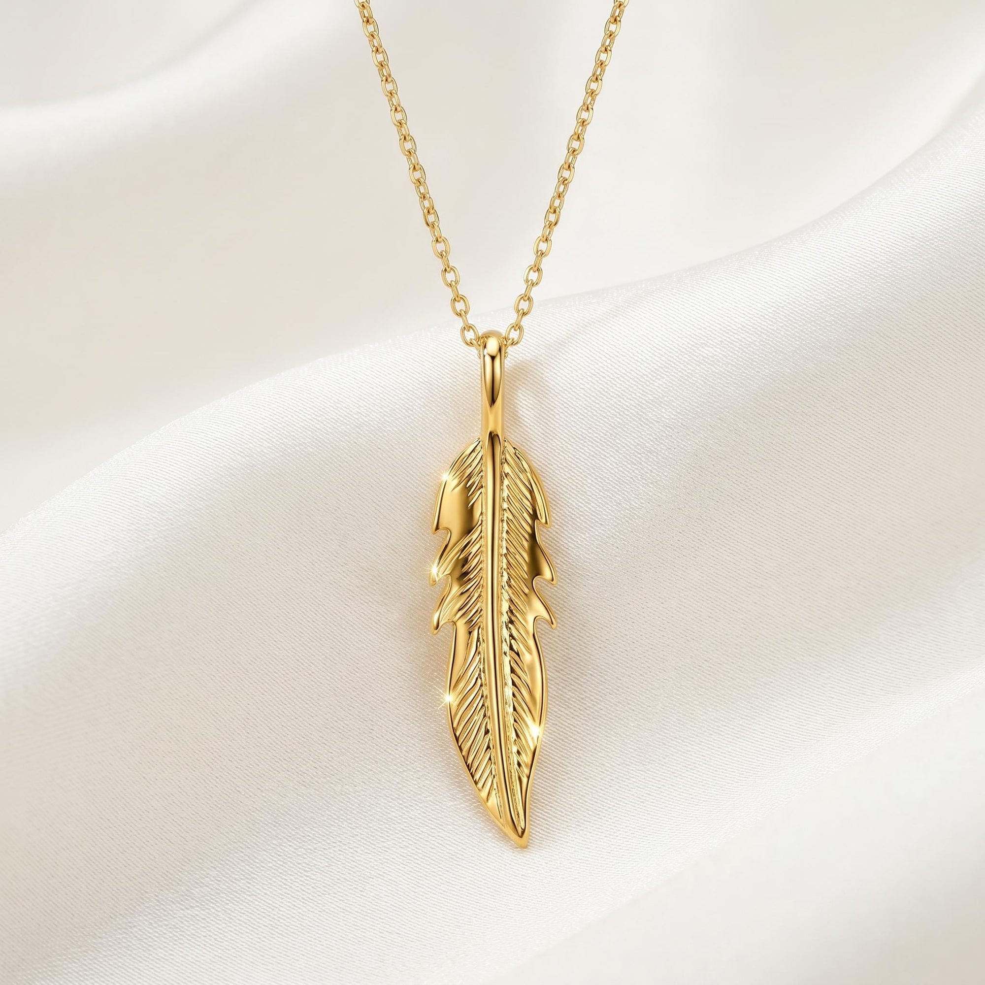14k Gold Feather Pendant, Meaningful Jewelry - Melt'm Jewelry