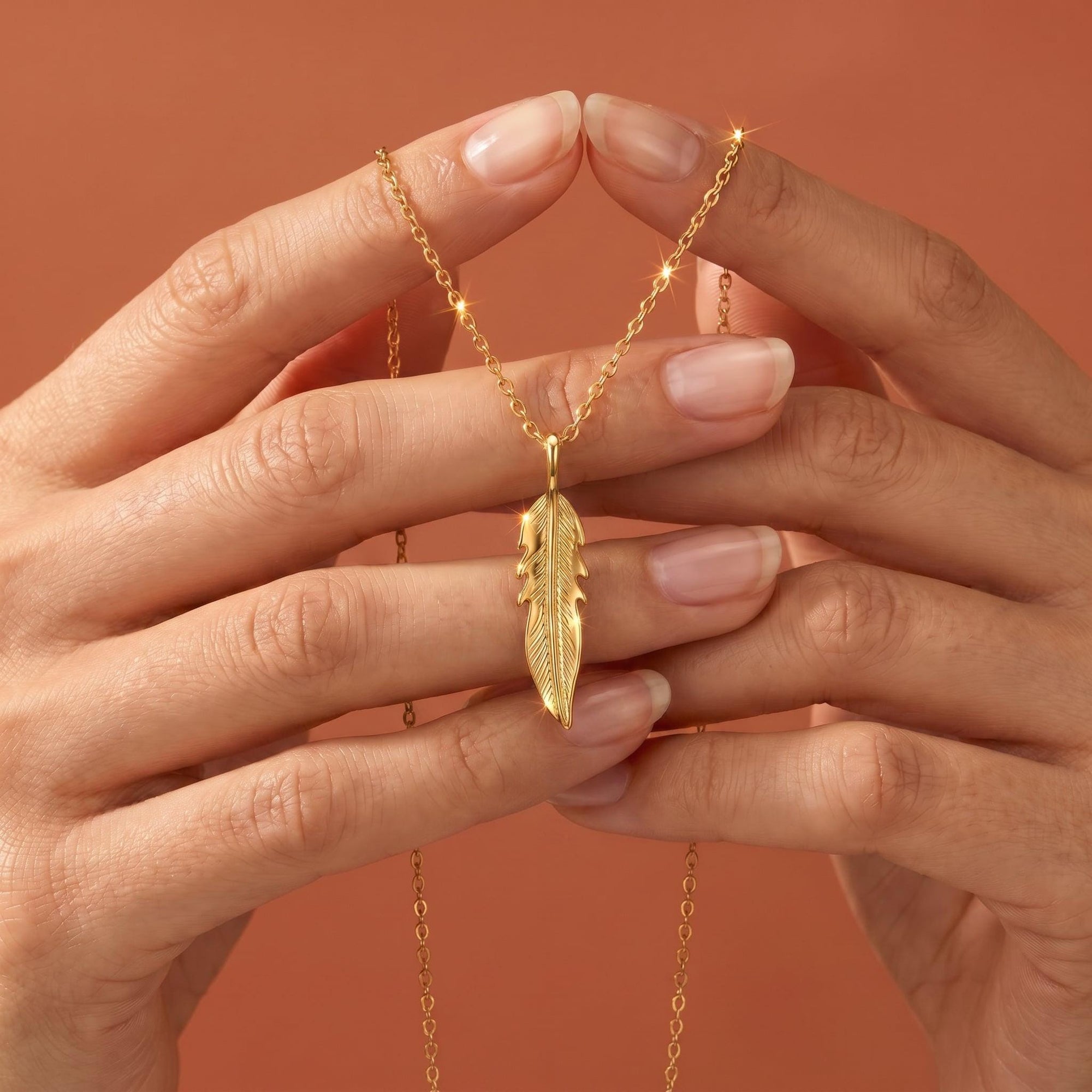 14k Gold Feather Pendant, Meaningful Jewelry - Melt'm Jewelry