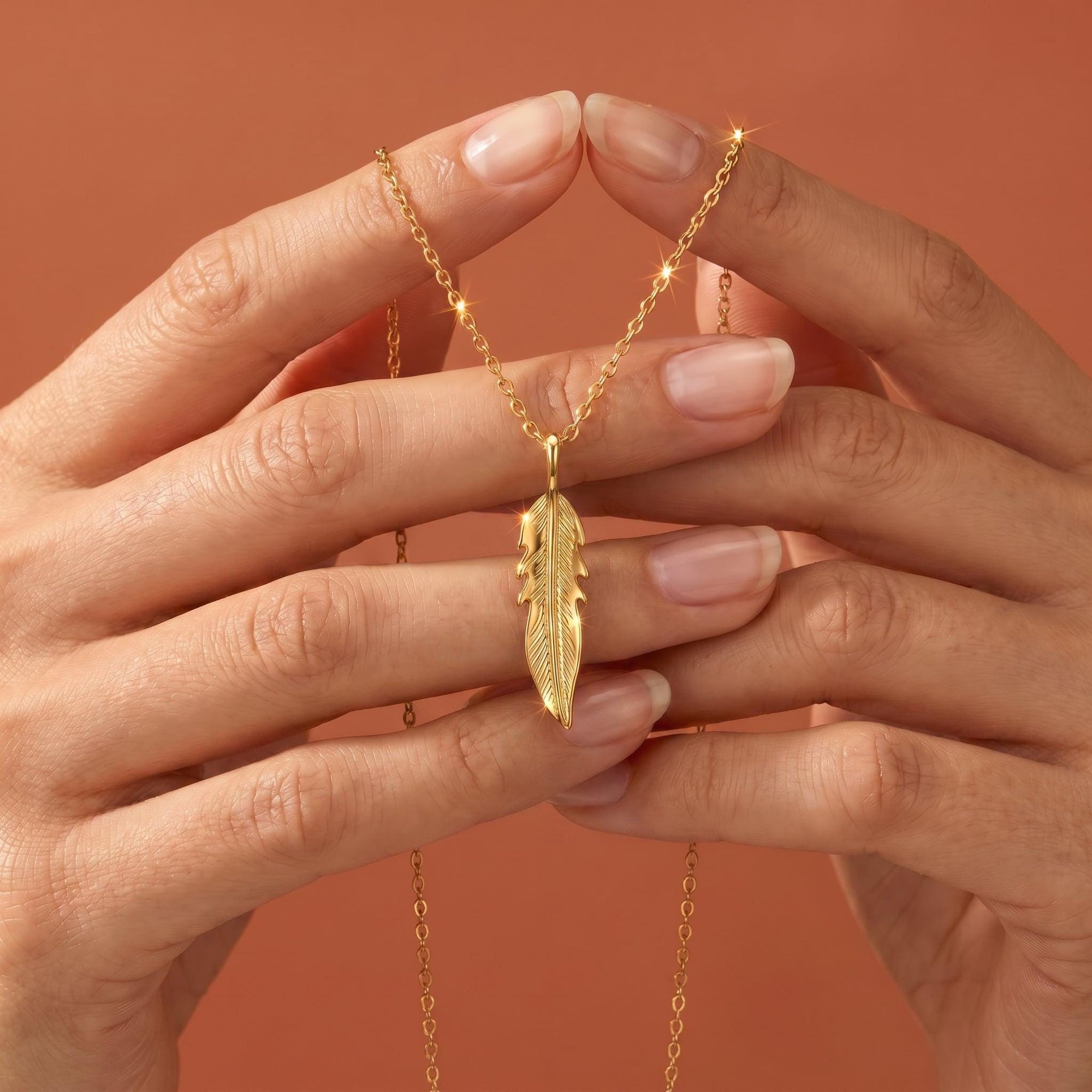 14k Gold Feather Pendant, Meaningful Jewelry - Melt'm Jewelry