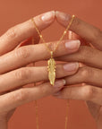 14k Gold Feather Pendant, Meaningful Jewelry - Melt'm Jewelry
