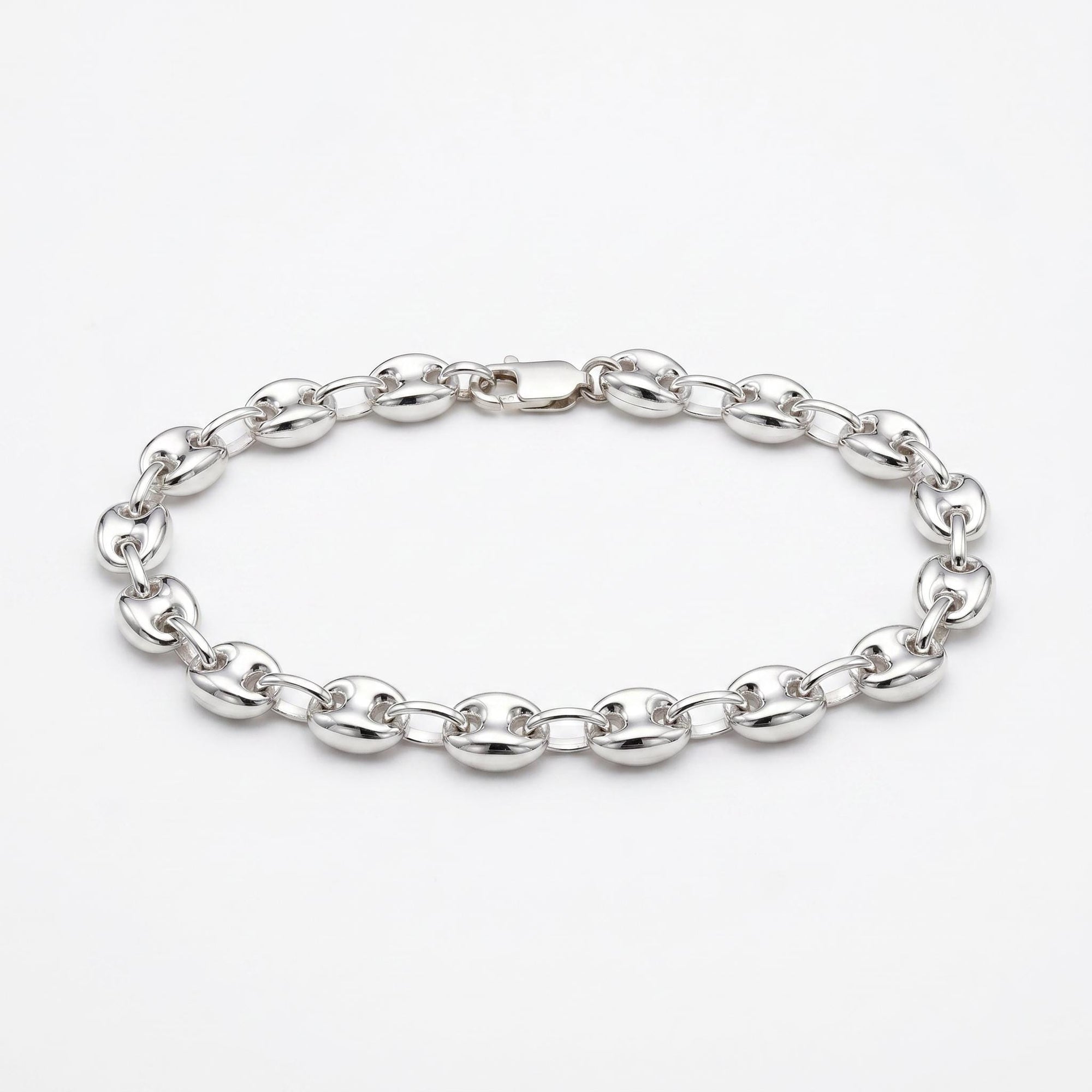 Sterling Silver 6.3 mm Puffy Mariner Chain Bracelet | Unisex Anchor Link - Melt'm Jewelry