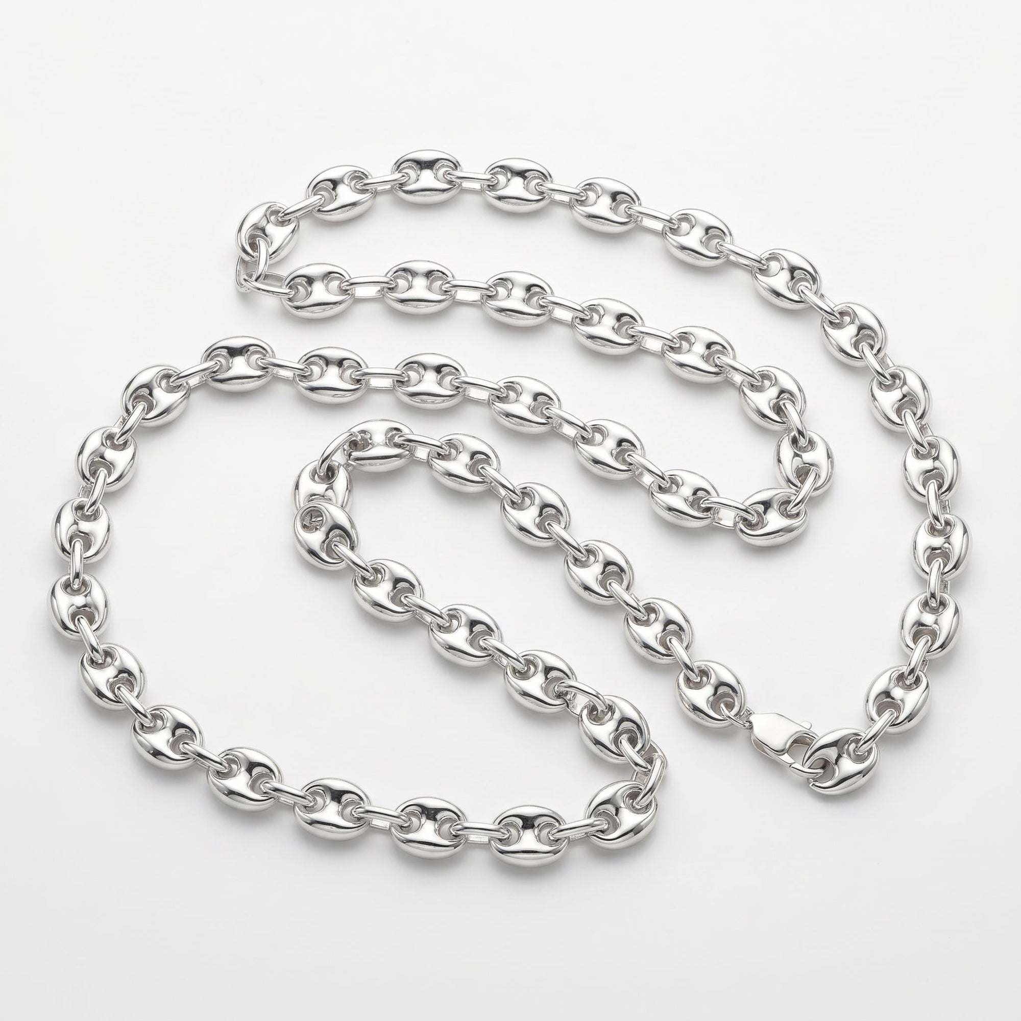 Sterling Silver Puffy Mariner Chain Necklace | Unisex Anchor Link, Modern Everyday Style - Melt'm Jewelry