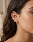 CZ Diamond Star Earring 14k Solid Gold, Internally Threaded Flat Back Earring (SINGLE)
