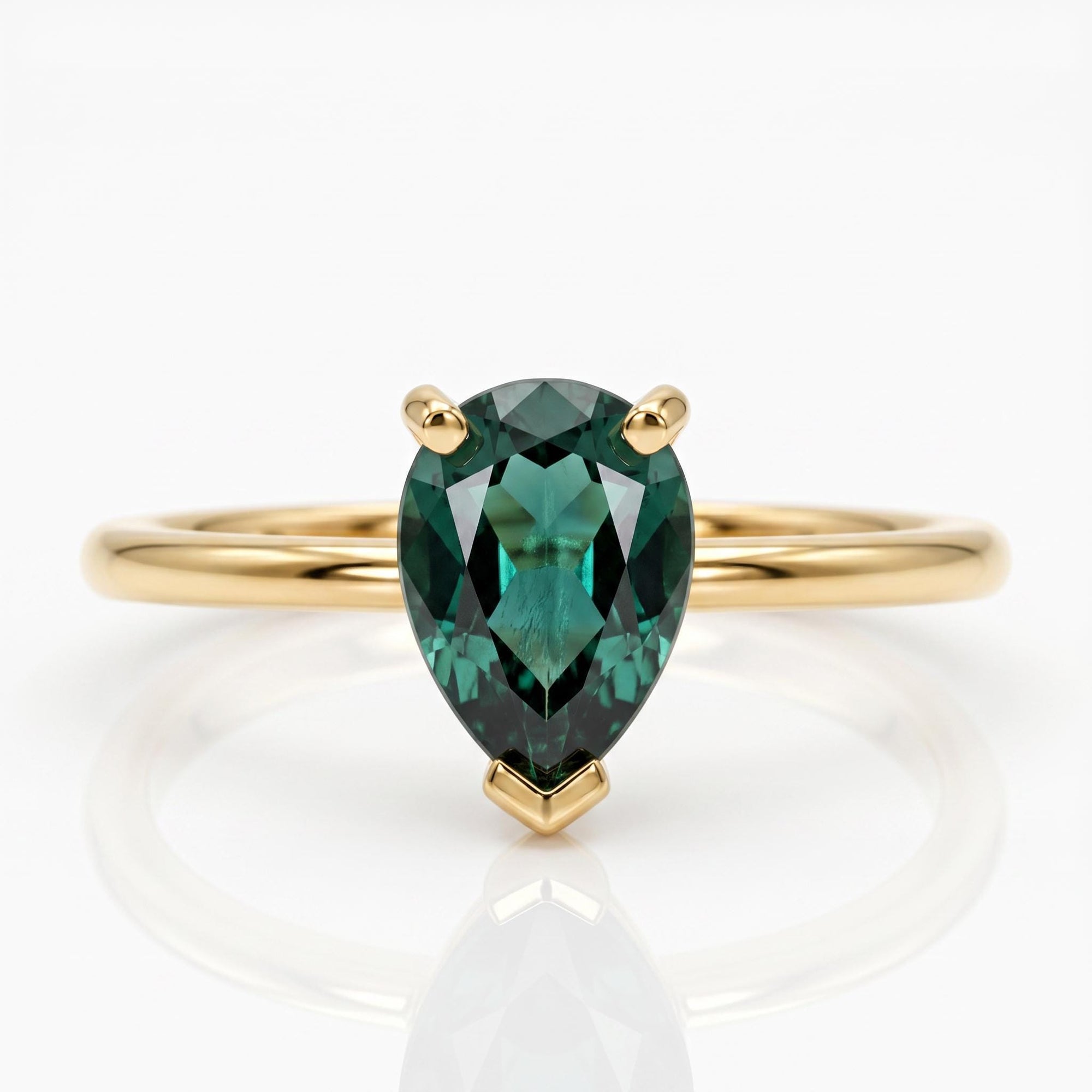 Pear Cut Emerald Ring 14k Gold