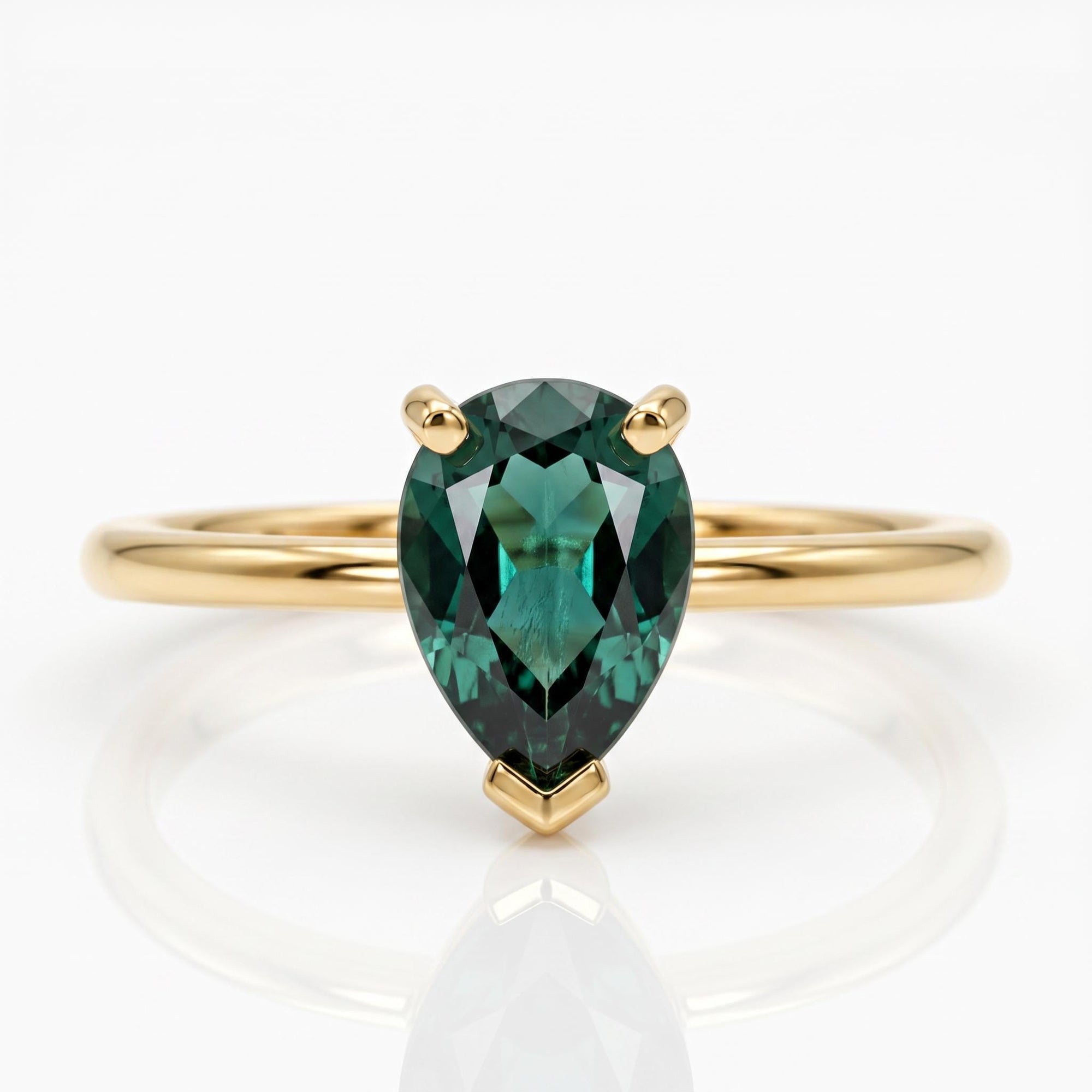 Pear Cut Emerald Ring 14k Gold - Melt'm Jewelry