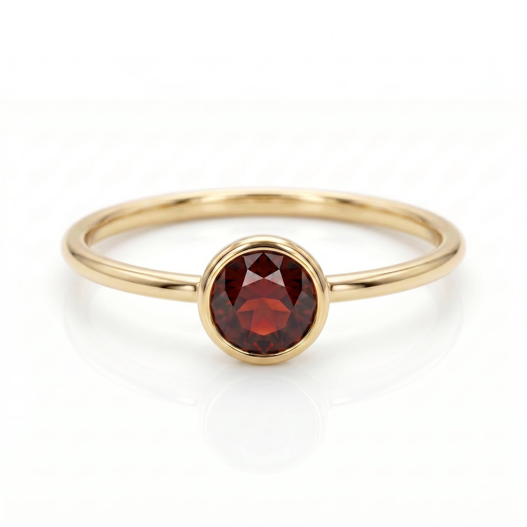 Minimalist Garnet Ring Gold Filled, Garnet Stacking Ring, Daughter Gift, - Melt'm Jewelry