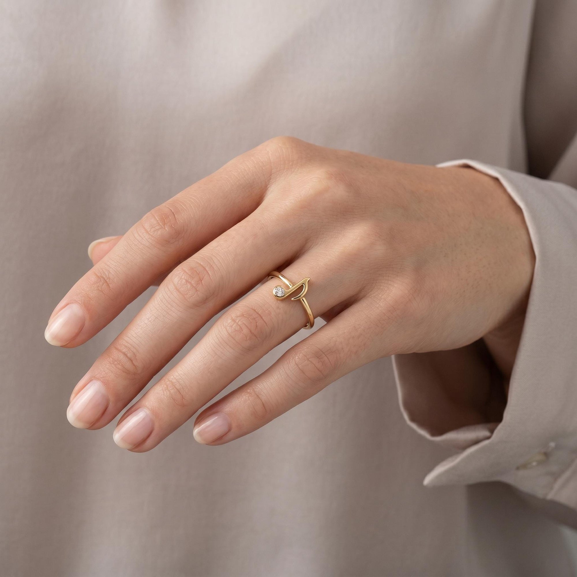Genuine Diamond Music Note Ring