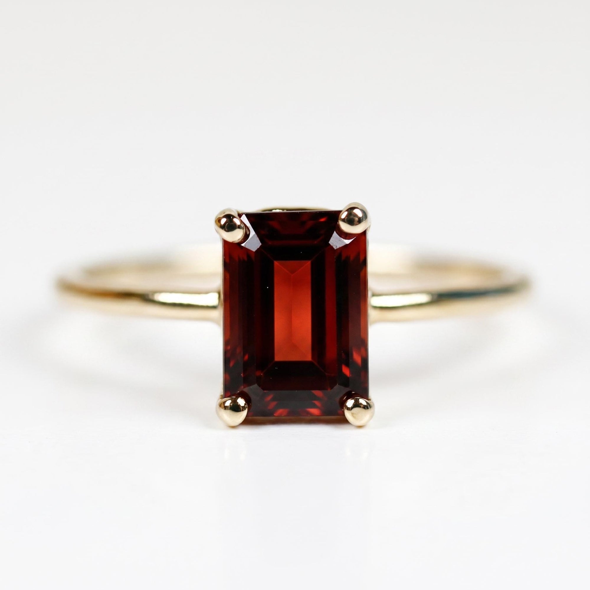 14k Gold Emerald Cut Garnet Ring - Melt'm Jewelry