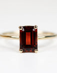 14k Gold Emerald Cut Garnet Ring
