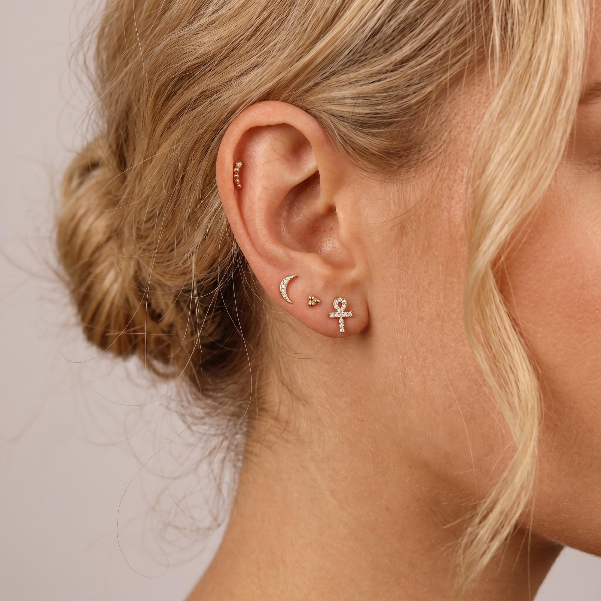 Ankh Flat Back Cartilage Earring 14k Solid Gold - Melt'm Jewelry