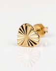 Fluted Heart Flat Back Cartilage Earrings 14k Solid Gold - Melt'm Jewelry