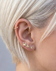 Four Leaf Clover Flat Back Stud 14k Solid Gold, Luck Symbol Stack Earrings - Melt'm Jewelry