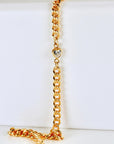 Heart CZ Bracelet Gold Filled, Dainty Gold Curb Chain Bracelet - Melt'm Jewelry