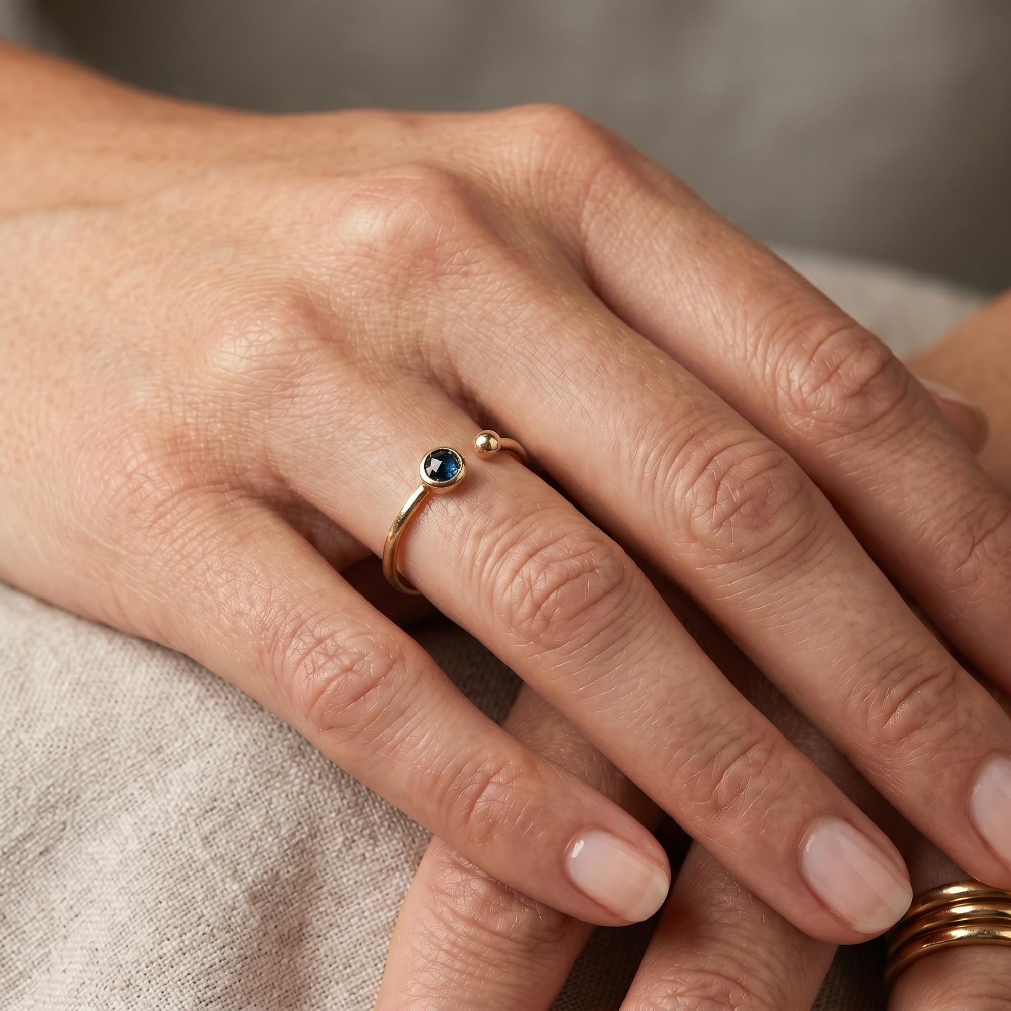 14k Gold Montana Sapphire Ring, September Birthday - Melt'm Jewelry