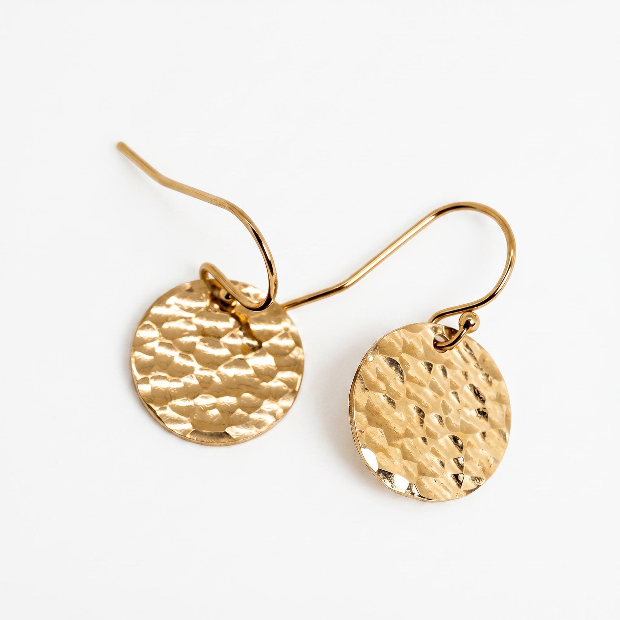 Hammered Dangle Drop Earrings in Gold Filled or Sterling Silver - Melt'm Jewelry