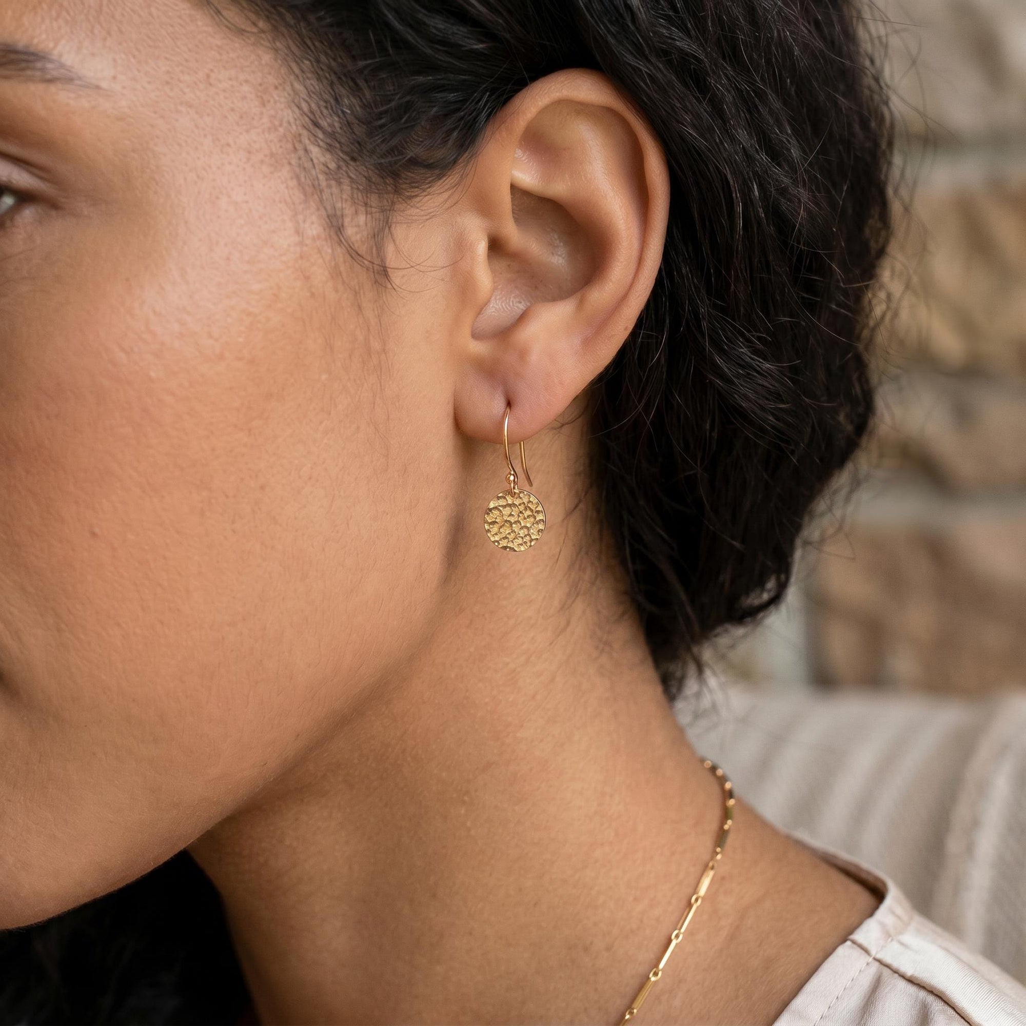 Hammered Dangle Drop Earrings in Gold Filled or Sterling Silver - Melt'm Jewelry