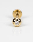 Cz Ball Flat Back Earrings 14k Solid Gold, Internally Threaded Earrings (SINGLE or PAIR)
