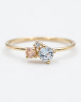 Dainty Aquamarine Opal and Diamond Cluster Ring