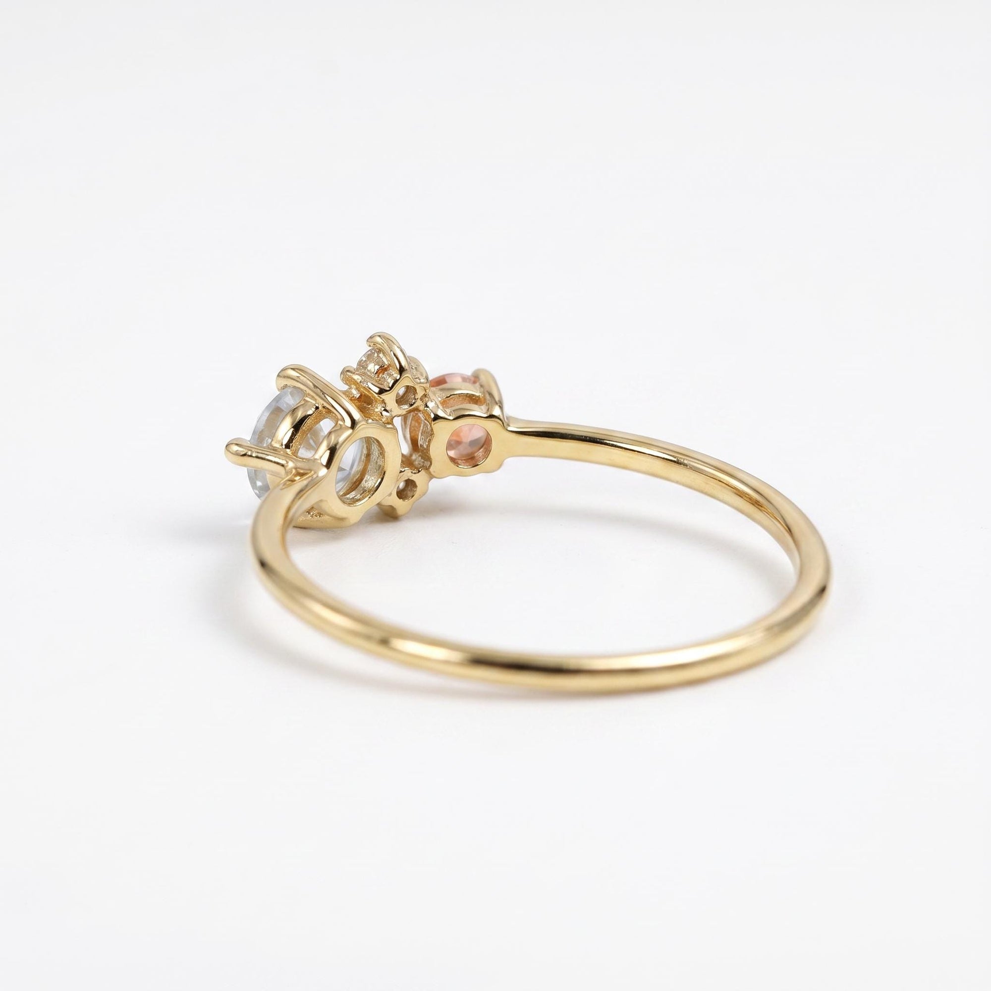 Dainty Aquamarine Opal and Diamond Cluster Ring